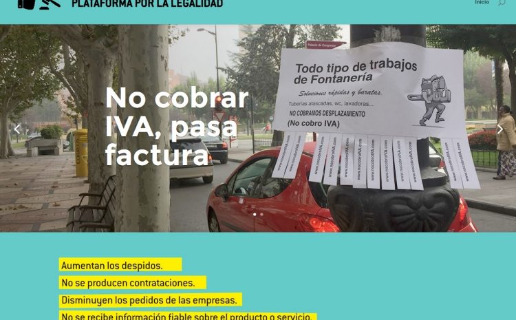  NocobroIVA, campaña lanzada por la Plataforma por la Legalidad para concienciar sobre la economía sumergida